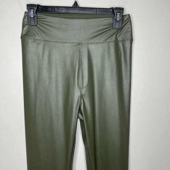 OFFLINE by Aerie Legging Womens Large Olive Green Faux Leather NEW High Waisted - Picture 2 of 11